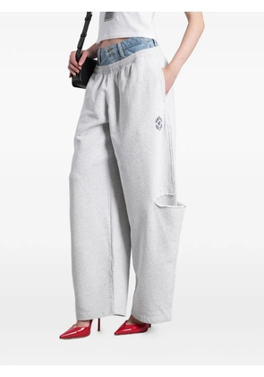 Alexander Wang layered-waistband slash-detail track pants - Grey