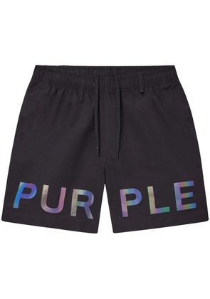 Purple Brand Holographic Wordmark shorts - Black