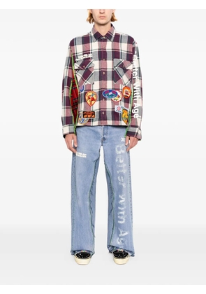 Better with Age patchwork check-print shirt - Purple