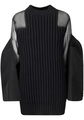 sacai knitted chiffon dress - Black