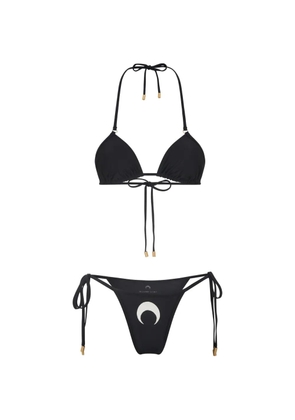 Marine Serre moon-print triangle bikini set - Black
