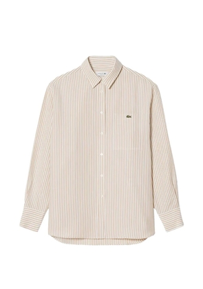 Lacoste striped logo-patch shirt - Neutrals