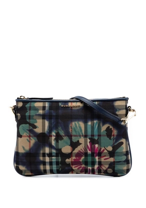 Burberry Pre-Owned 2000-2017 Haymarket Check Canvas Floral Print Peyton crossbody bag - Blue