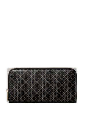 Calvin Klein monogram-print zip-around wallet - Black
