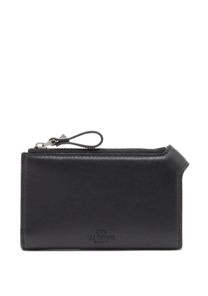 Valentino Garavani Rockstud zip card holder in calfskin - Black