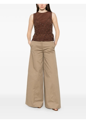 PANICALE bead-embellished sleeveless top - Brown