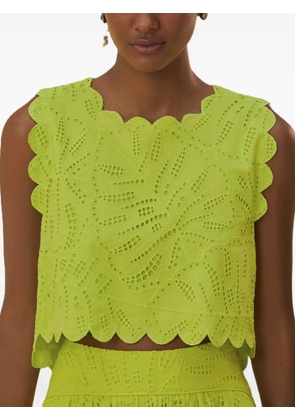 FARM Rio scalloped broderie-anglaise top - Green