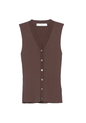 Tela ribbed-knit V-neck gilet - Brown