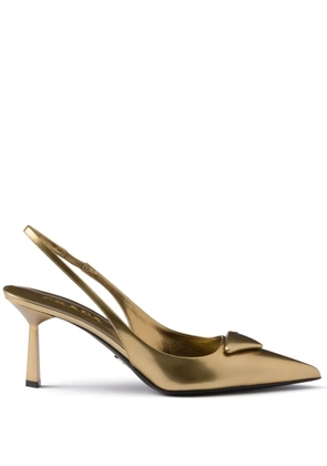 Prada 75mm appliqué-logo pumps - Gold