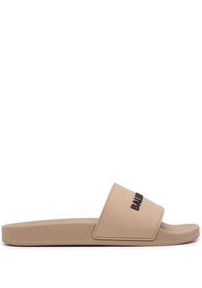 Balenciaga logo-embossed pool slides - Neutrals