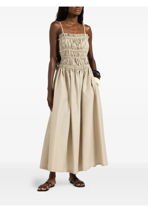 Liviana Conti Shannon ruched-bodice flared dress - Neutrals