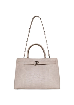 John Richmond croc-effect stud-embellished tote bag - Neutrals