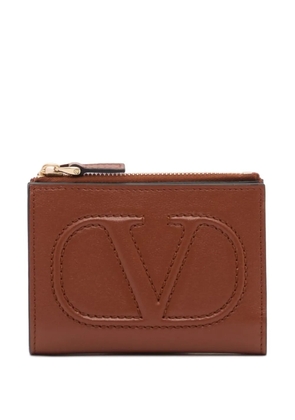 Valentino Garavani compact VLogo Walk wallet in calfskin - Brown