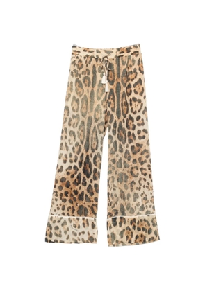 ERMANNO FIRENZE leopard-print drawstring-waist trousers - Neutrals