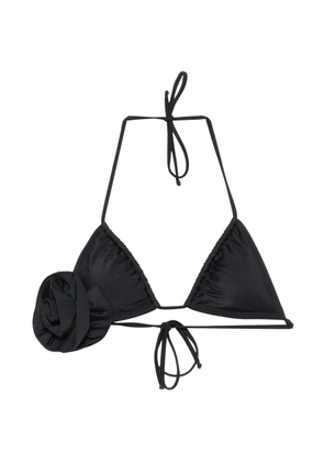Moschino floral-appliqué triangle bikini top - Black