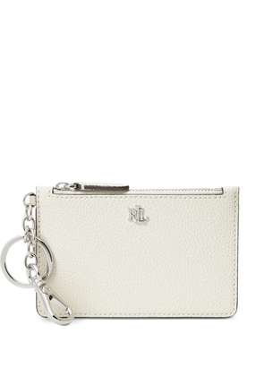 Lauren Ralph Lauren logo-plaque pebbled-leather cardholder - Neutrals