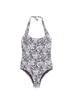 TWINSET botanical-print halterneck swimsuit - White