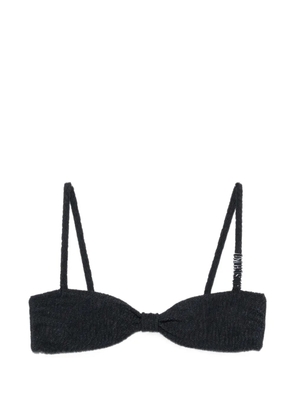 Moschino logo-detail crinkled bikini top - Black