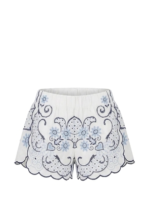 orsina Hearts Scallop embroidered shorts - White