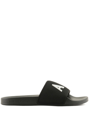 Armani Exchange logo-print slides - Black