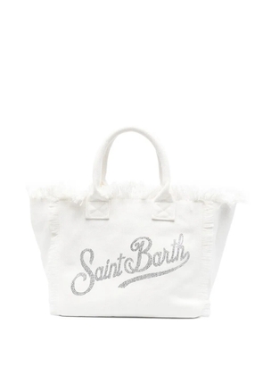 MC2 Saint Barth strass-embellished frayed tote bag - White