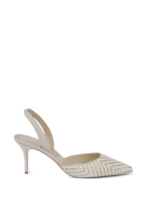 Manolo Blahnik Carolyne woven-raffia slingback pumps - Neutrals