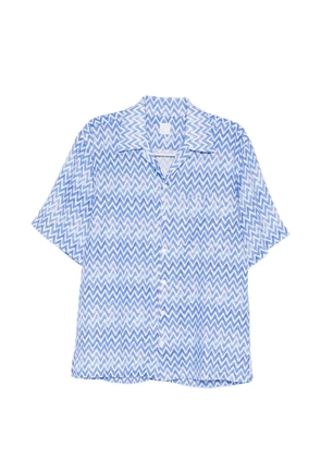 120% Lino chevron-print short-sleeved shirt - Blue