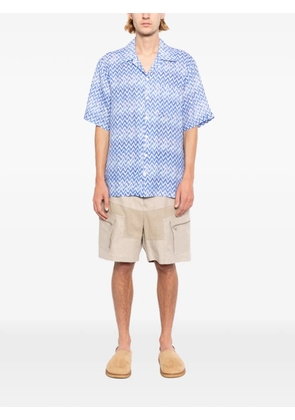 120% Lino chevron-print short-sleeved shirt - Blue