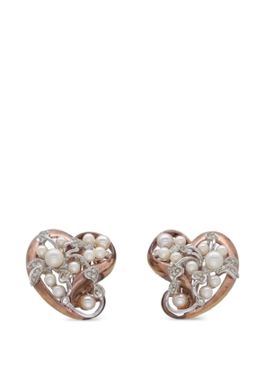 Vintage heart-shaped earrings - Pink