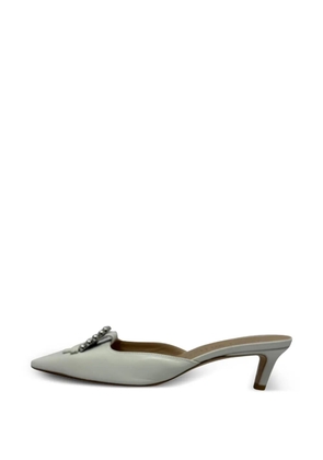 Stuart Weitzman buckle-embellished leather mules - White