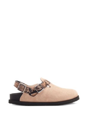 BIRKENSTOCK 1774 Tokio II snake-effect mules - Neutrals