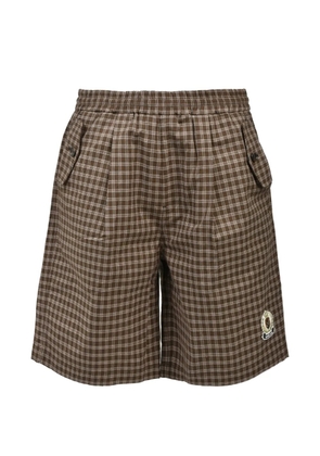 BREATH check-print pleated shorts - Brown