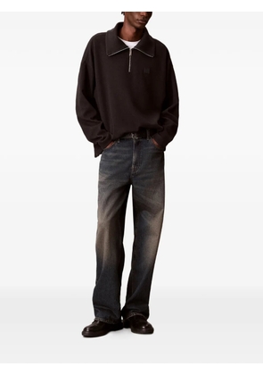 Calvin Klein quarter-zip logo-patch sweater - Black