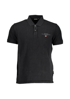 Napapijri logo-embroidered short-sleeves polo shirt - Black