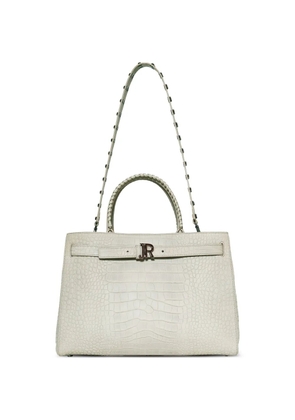 John Richmond croc-effect studded tote bag - Neutrals