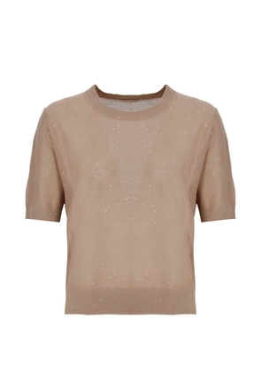 Kangra sequin-embellished short-sleeve sweater - Neutrals
