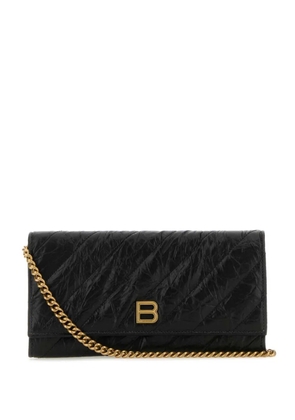 Balenciaga logo-plaque quilted wallet - Black