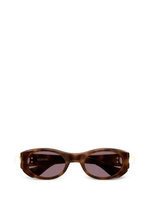 VALENTINO GARAVANI EYEWEAR V-logo tortoiseshell-effect sunglasses - Brown