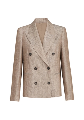 Brunello Cucinelli linen denim blazer with monili - Neutrals