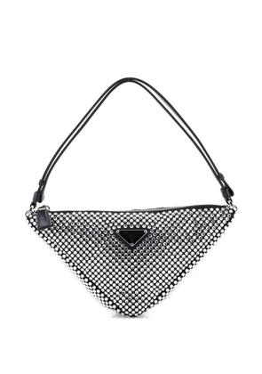 Prada Pre-Owned Triangle Top Handle Pouch Bag Crystal Embellished Satin Mini satchel - Black