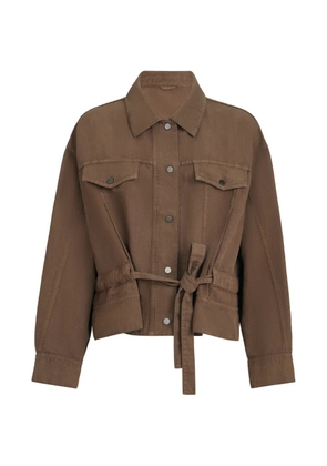 Brunello Cucinelli jacket in cotton and linen cover with monili - Brown