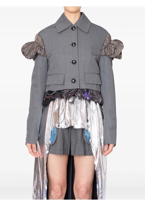 Kolor ruffled-detail cropped jacket - Grey