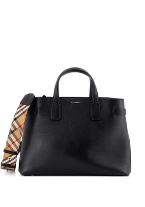 Burberry Pre-Owned Banner NM Leather with Vintage Check Canvas Medium tote bag - Black