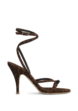 3juin leopard-print bow-detail suede heeled sandals - Brown
