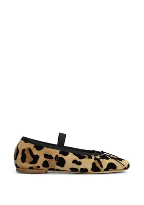 anniel leopard-print elasticated-strap suede ballet flats - Neutrals
