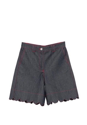 Stella Nova scalloped-edge contrast-stitch shorts - Blue