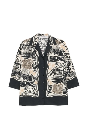 ERMANNO FIRENZE graphic-print notch-lapel shirt - Black