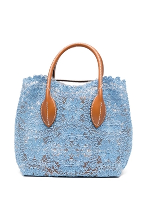 Ermanno Scervino Margot lace-overlay tote bag - Blue