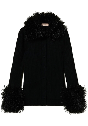 TWINSET faux-fur trim cardigan - Black