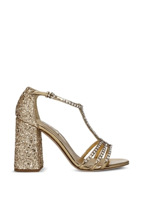Miu Miu crystal-embellished glitter sandals - Gold